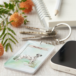 Custom Name Dalmatian Pet  Dog Keychain
