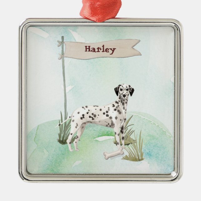 Custom Name Dalmatian Pet  Dog Metal Ornament (Front)