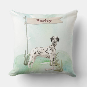 Custom Name Dalmatian Pet Dog Throw Pillow