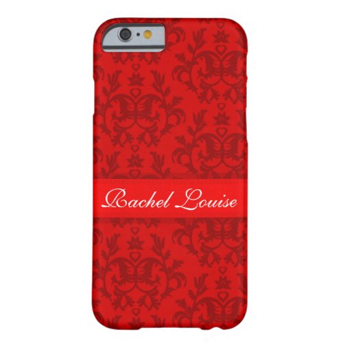 Custom name damask bright red iphone case