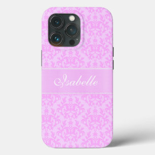 Custom name damask lilac pink iPhone 13 pro case