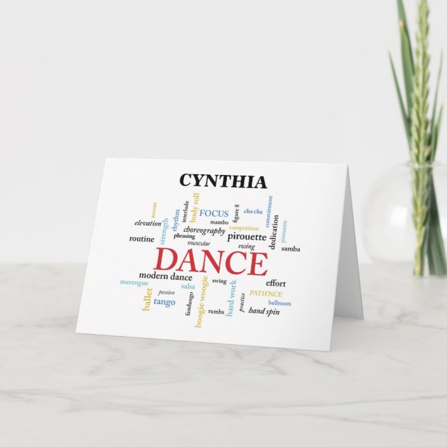 Custom Name Dance Teacher Thank You in Words (Front)