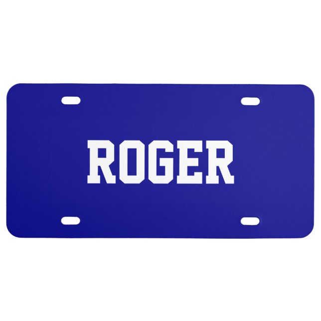 Custom Name Dark Blue License Plate (Front)
