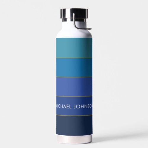 Custom Name Dark Blue Shades Color Block  Water Bottle