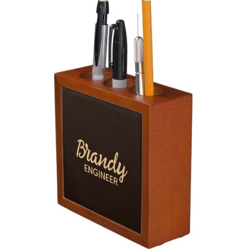 Custom name dark brown desk organizer