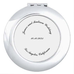 Custom Name date elegant script wedding favor Compact Mirror
