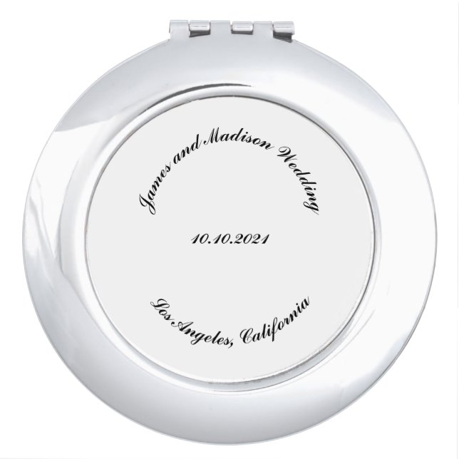 Custom Name date elegant script wedding favor Compact Mirror (Front)