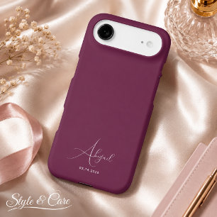 Custom Name Date Elegant Stylish Burgundy iPhone 17 Air Case