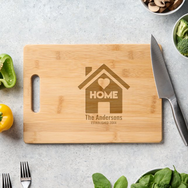 Custom Name & Date Housewarming Home Engraved Cutting Board (Kitchen Counter)