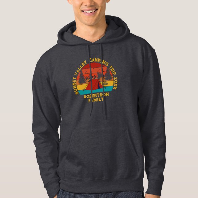 Custom Name Date Location Matching Family Camping  Hoodie (Front)