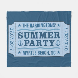Custom name date & location “Party Ticket” blanket