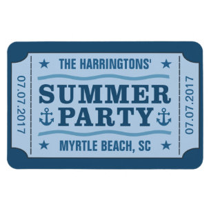 Custom name, date & location “Party Ticket” magnet