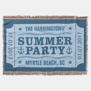 Custom name, date & location “Party Ticket” throw Blanket