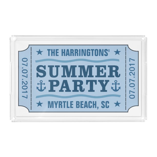 Custom name, date & location “Party Ticket” tray (Front)
