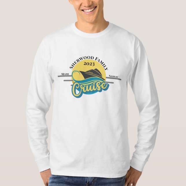 Custom Name Date Matching Family Cruise Vacation T-Shirt (Front)