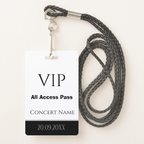 Custom Name Date VIP All Access Pass Concert Badge