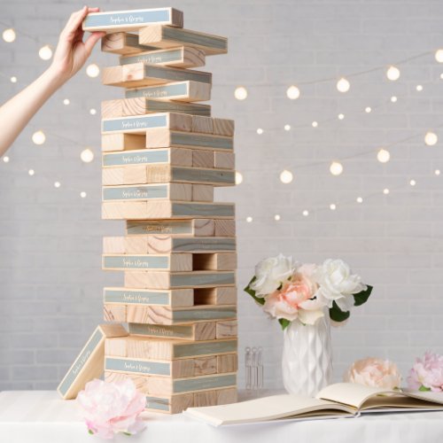 Custom Name Date Wedding Game Wooden Topple Tower