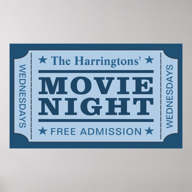 Custom name & day “Movie Ticket” poster (Front)