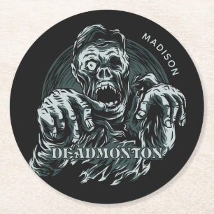 Custom name DEADMONTON paper coasters