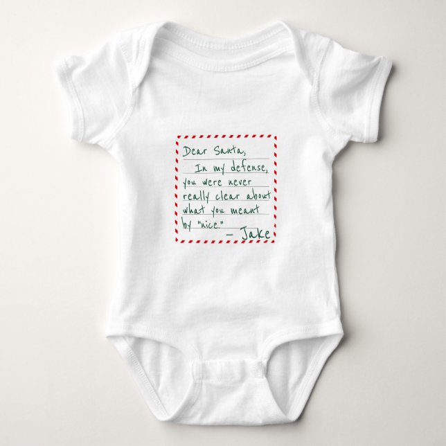 Custom Name Dear Santa Funny In My Defense Excuse Baby Bodysuit (Front)