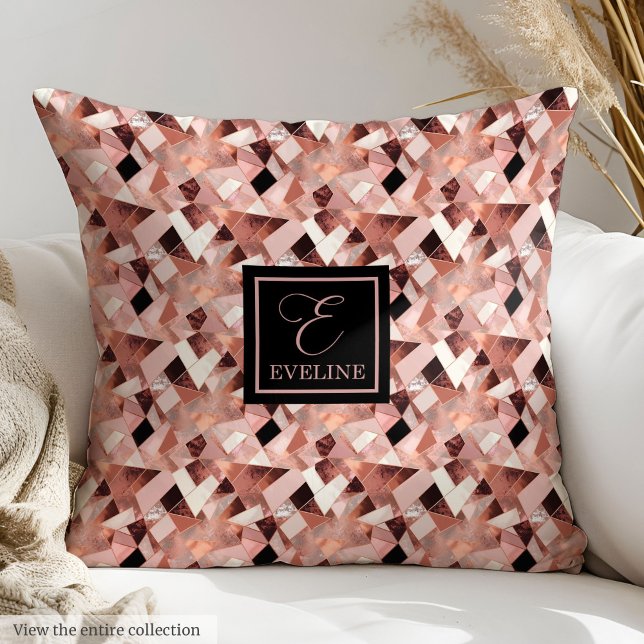 Custom Name Decorative Pillow Rose Gold Glitter (Custom Name Decorative Pillow Rose Gold Glitter)
