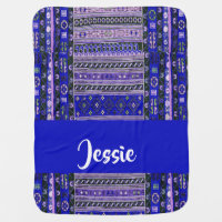 Custom name decorative textured print baby blanket