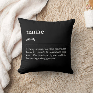 Custom name definition black minimalist modern throw pillow