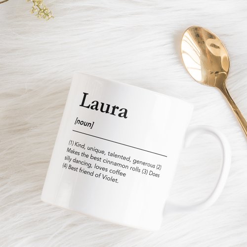 Custom name definition minimalist black and white coffee mug