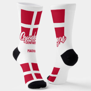 Custom Name Denmark Flag Socks