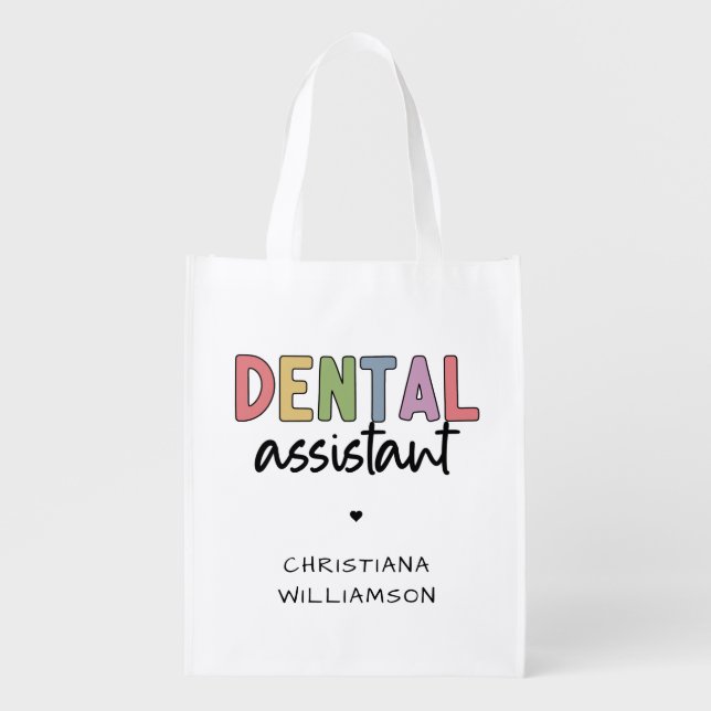 Custom Name Dental Assistant Gift  Grocery Bag (Front)