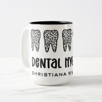 Custom Name Dental Hygienist Leopard Print Teeth