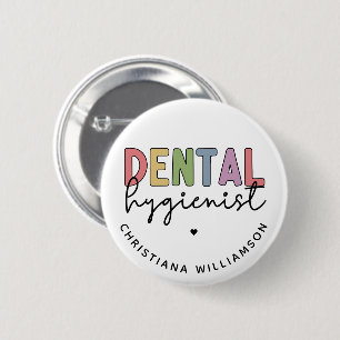 Custom Name Dental Hygienist RDH Gifts Button