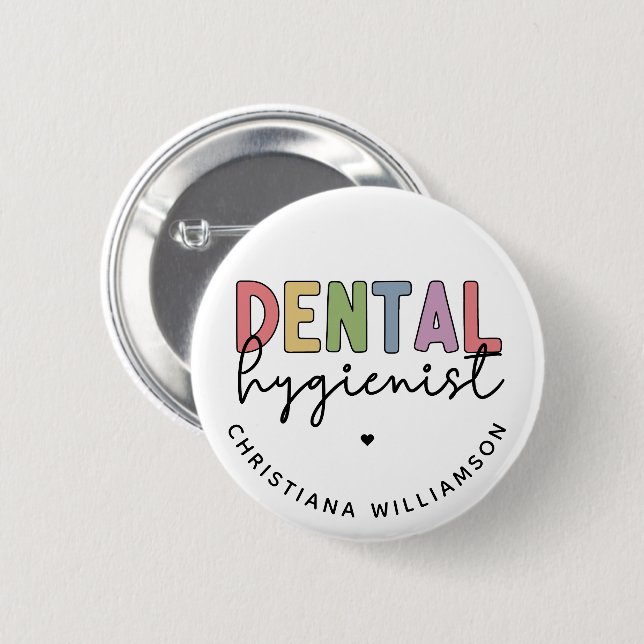 Custom Name Dental Hygienist RDH Gifts Button (Front & Back)