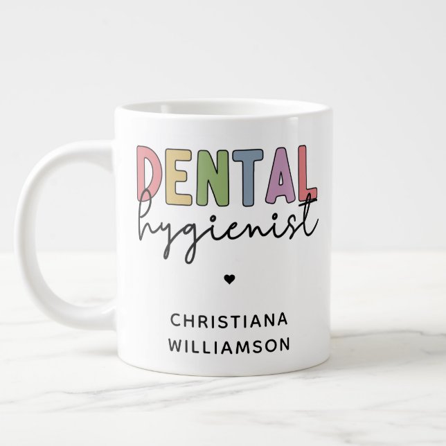Custom Name Dental Hygienist RDH Gifts Giant Coffee Mug (Left)
