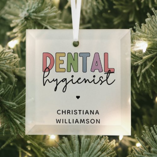 Custom Name Dental Hygienist RDH Gifts  Glass Ornament