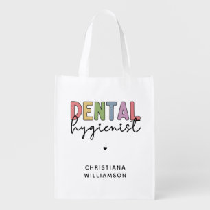 Custom Name Dental Hygienist RDH Gifts Grocery Bag