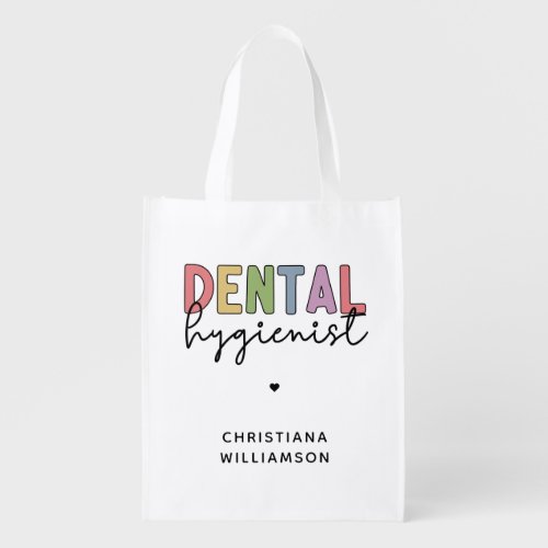 Custom Name Dental Hygienist RDH Gifts Grocery Bag