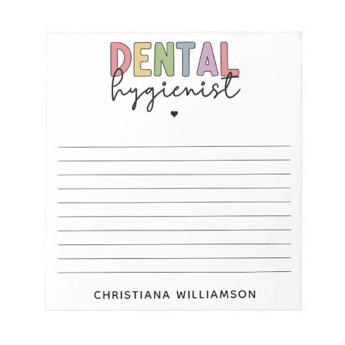 Custom Name Dental Hygienist RDH Gifts Notepad