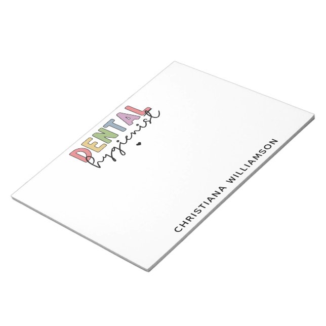 Custom Name Dental Hygienist RDH Gifts Notepad (Angled)