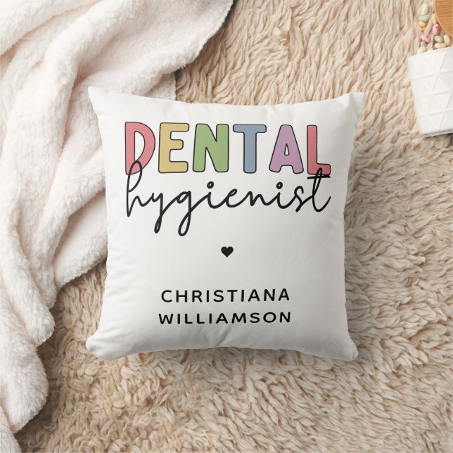 Custom Name Dental Hygienist RDH Gifts  Throw Pillow (Blanket)