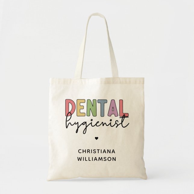 Custom Name Dental Hygienist RDH Gifts Tote Bag (Front)