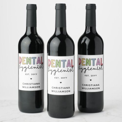 Custom Name Dental Hygienist RDH Gifts  Wine Label