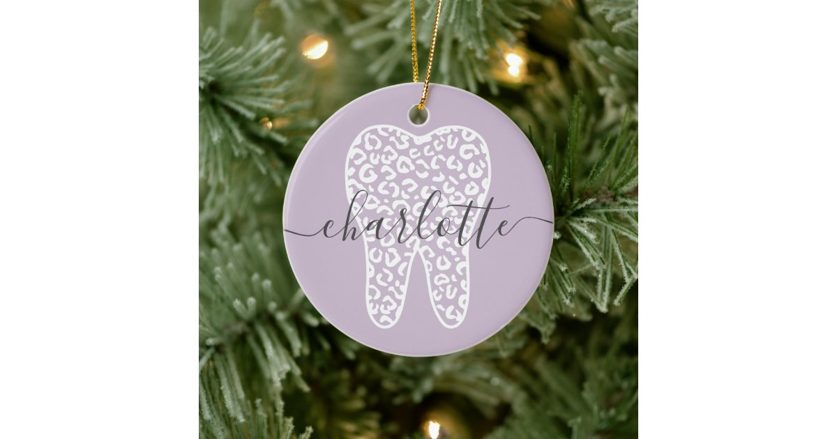 Custom Name Christmas Ornament Cheetah Print. Earth Friendly