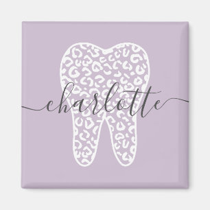 Custom Name Dental Leopard Print Tooth Gift Magnet