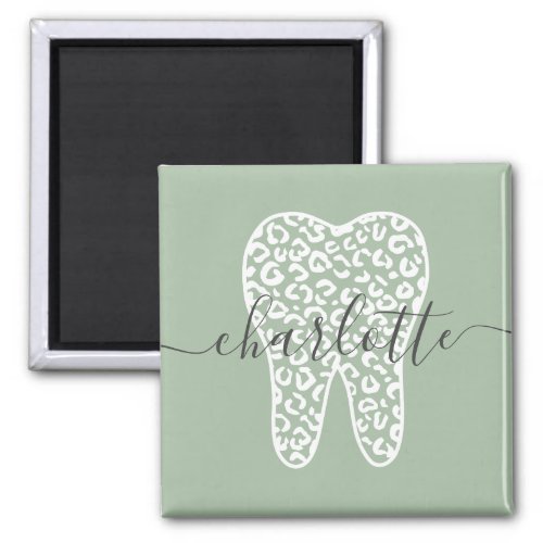 Custom Name Dental Leopard Print Tooth Gift Magnet