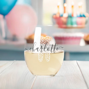 Custom Name Dental Leopard Print Tooth Gift Stemless Wine Glass