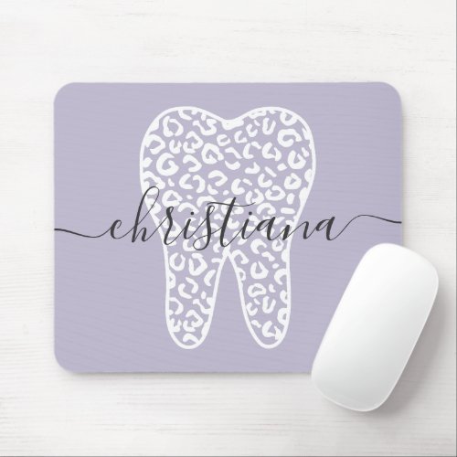 Custom Name Dental Leopard Print Tooth Mouse Pad