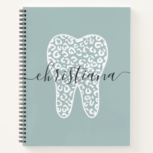 Custom Name Dental Leopard Print Tooth Notebook