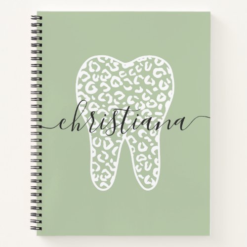 Custom Name Dental Leopard Print Tooth Notebook