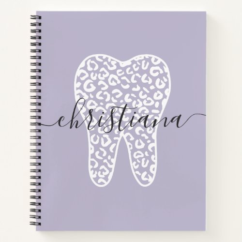 Custom Name Dental Leopard Print Tooth Notebook
